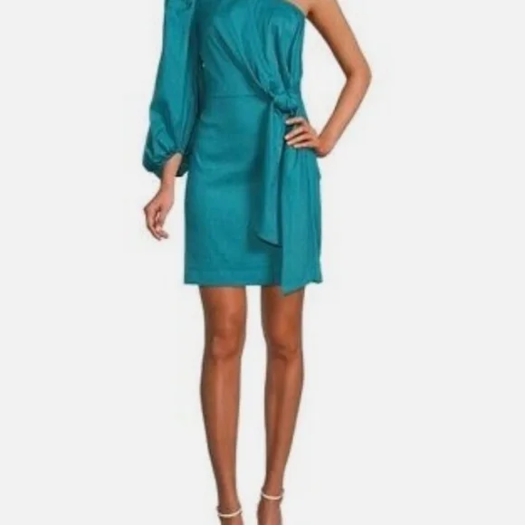 ted baker ruffle one shoulder dress TED BAKER London Gray Pleated Ruffle One Shoulder Sheath Dress 3TB = 6/8 =  M NEW